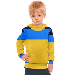 Bright Yellow With Blue Kids  Hooded Pullover by tmsartbazaar