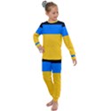 Bright Yellow With Blue Kids  Long Sleeve Set  View1