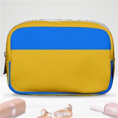 Bright Yellow With Blue Make Up Pouch (small) by tmsartbazaar