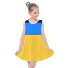 Bright Yellow With Blue Kids  Summer Dress by tmsartbazaar