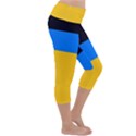 Bright Yellow With Blue Lightweight Velour Capri Yoga Leggings View3