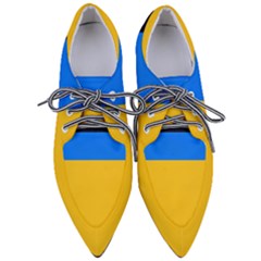 Bright Yellow With Blue Pointed Oxford Shoes by tmsartbazaar