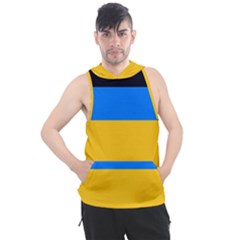 Bright Yellow With Blue Men s Sleeveless Hoodie by tmsartbazaar