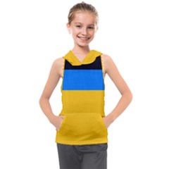 Bright Yellow With Blue Kids  Sleeveless Hoodie by tmsartbazaar