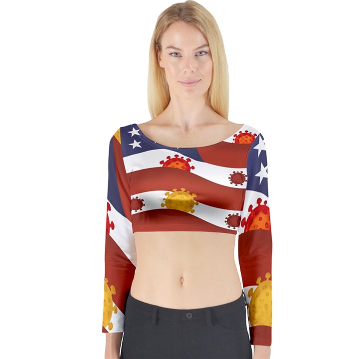 Flage Save Usa Corona Long Sleeve Crop Top