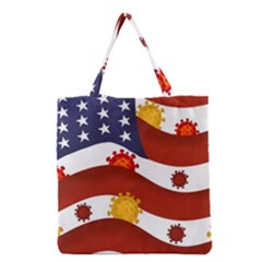 Flage Save Usa Corona Grocery Tote Bag by HermanTelo