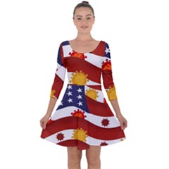 Flage Save Usa Corona Quarter Sleeve Skater Dress