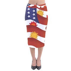 Flage Save Usa Corona Velvet Midi Pencil Skirt by HermanTelo