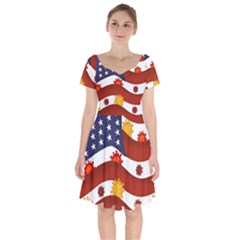 Flage Save Usa Corona Short Sleeve Bardot Dress