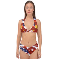 Flage Save Usa Corona Double Strap Halter Bikini Set