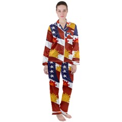 Flage Save Usa Corona Satin Long Sleeve Pyjamas Set by HermanTelo