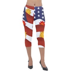 Flage Save Usa Corona Lightweight Velour Capri Leggings 