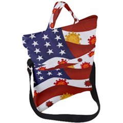 Flage Save Usa Corona Fold Over Handle Tote Bag by HermanTelo