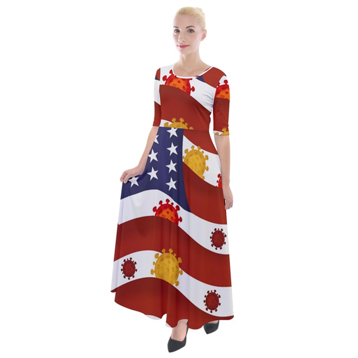 Flage Save Usa Corona Half Sleeves Maxi Dress