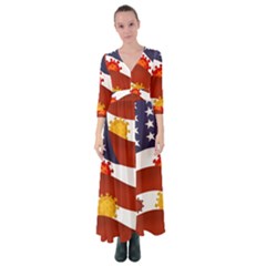 Flage Save Usa Corona Button Up Maxi Dress