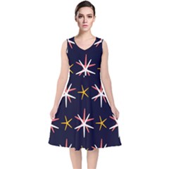 Starfish V-neck Midi Sleeveless Dress 