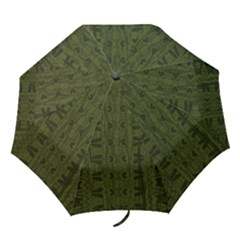 Army Green Color Batik Folding Umbrellas by SpinnyChairDesigns