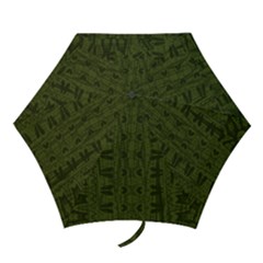 Army Green Color Batik Mini Folding Umbrellas by SpinnyChairDesigns