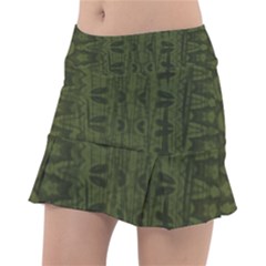 Army Green Color Batik Tennis Skorts