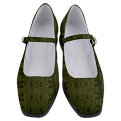 Army Green Color Batik Women s Mary Jane Shoes