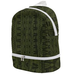 Army Green Color Batik Zip Bottom Backpack by SpinnyChairDesigns