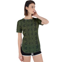 Army Green Color Batik Perpetual Short Sleeve T-shirt