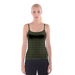 Army Green Black Buffalo Plaid Spaghetti Strap Top by SpinnyChairDesigns