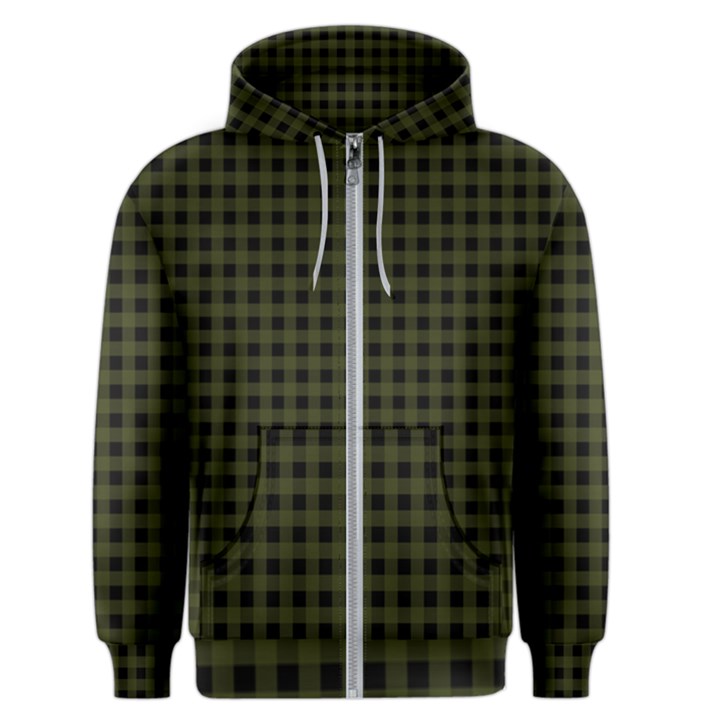 Army Green Black Buffalo Plaid Men s Zipper Hoodie