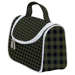 Army Green Black Buffalo Plaid Satchel Handbag by SpinnyChairDesigns