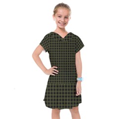 Army Green Black Buffalo Plaid Kids  Drop Waist Dress by SpinnyChairDesigns