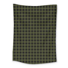 Army Green Black Buffalo Plaid Medium Tapestry by SpinnyChairDesigns