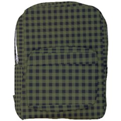 Army Green Black Buffalo Plaid Full Print Backpack by SpinnyChairDesigns