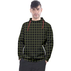 Army Green Black Buffalo Plaid Men s Pullover Hoodie by SpinnyChairDesigns