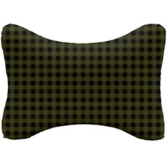 Army Green Black Buffalo Plaid Seat Head Rest Cushion by SpinnyChairDesigns