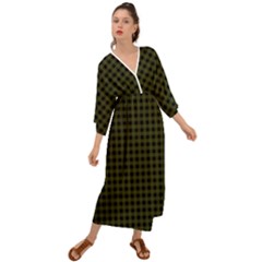 Army Green Black Buffalo Plaid Grecian Style  Maxi Dress by SpinnyChairDesigns