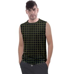 Army Green Black Buffalo Plaid Men s Regular Tank Top by SpinnyChairDesigns