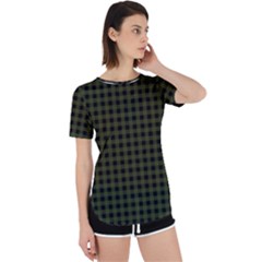 Army Green Black Buffalo Plaid Perpetual Short Sleeve T-shirt