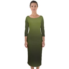 Army Green Gradient Color Quarter Sleeve Midi Bodycon Dress by SpinnyChairDesigns