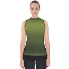 Army Green Gradient Color Mock Neck Shell Top by SpinnyChairDesigns