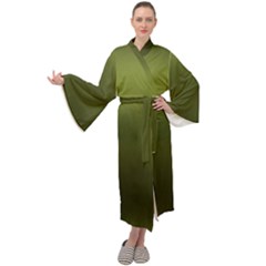 Army Green Gradient Color Maxi Velour Kimono by SpinnyChairDesigns