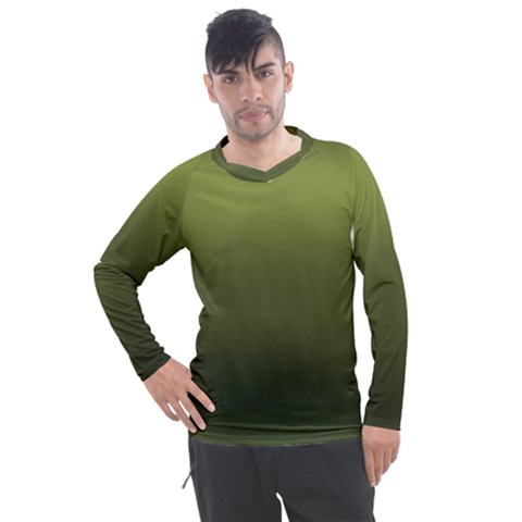 Army Green Gradient Color Men s Pique Long Sleeve Tee by SpinnyChairDesigns