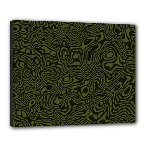 Army Green And Black Stripe Camo Canvas 20  X 16  (stretched) by SpinnyChairDesigns