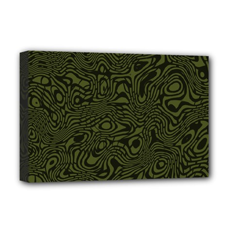 Army Green And Black Stripe Camo Deluxe Canvas 18  X 12  (stretched) by SpinnyChairDesigns