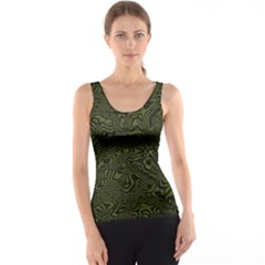 Army Green And Black Stripe Camo Tank Top by SpinnyChairDesigns