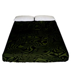 Army Green And Black Stripe Camo Fitted Sheet (queen Size) by SpinnyChairDesigns