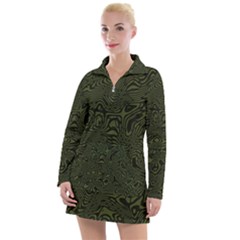 Army Green And Black Stripe Camo Women s Long Sleeve Casual Dress by SpinnyChairDesigns