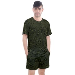 Army Green And Black Stripe Camo Men s Mesh Tee And Shorts Set