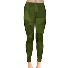 Army Green Color Pattern Leggings  by SpinnyChairDesigns