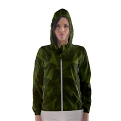 Army Green Color Pattern Women s Hooded Windbreaker by SpinnyChairDesigns