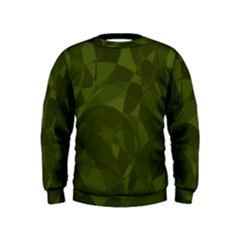 Army Green Color Pattern Kids  Sweatshirt by SpinnyChairDesigns